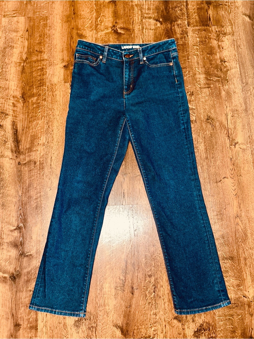 Lands' End Like New Women's Dark Blue Straight-Leg Jeans | Size 10
